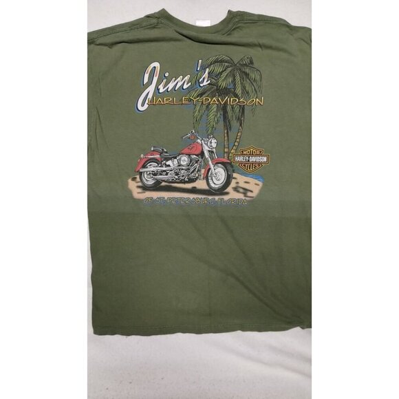 Harley-Davidson St. Petersburg FL T-Shirt from Jims double sided Green Size XL - Picture 2 of 7